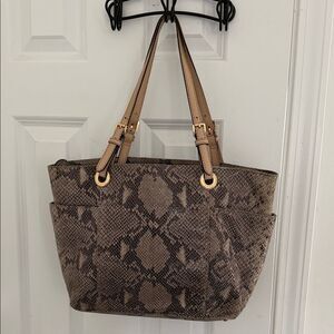 Michael Kors Brown Snake Print Tote